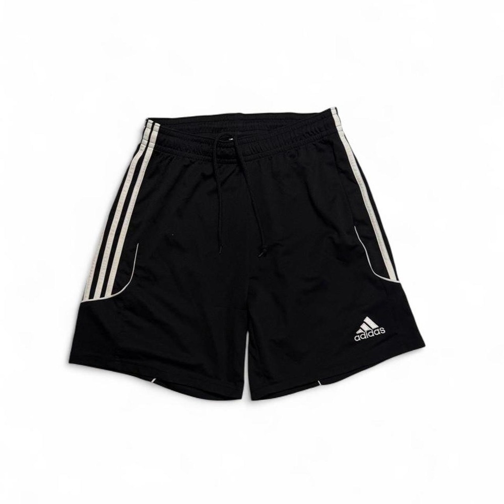 Adidas Blokecore Black White Curved Panel 3 Stripe Soccer Athletic Gym Shorts